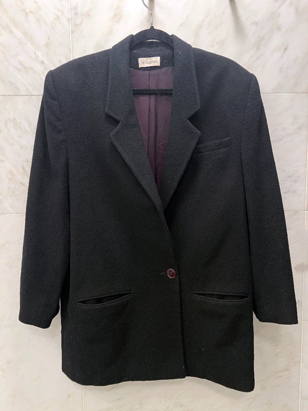 Henri Bendel black wool / cashmere blend jacket, vintage size 12 (fits 8-10)